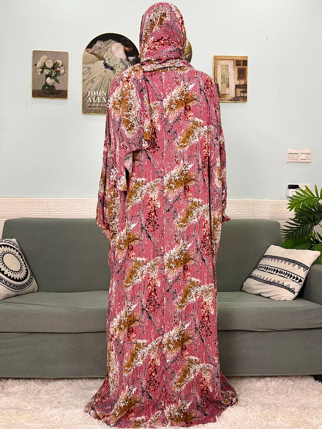 Abayas musulmanes en coton pour femmes, vêtement de prière traditionnel à fleurs pour Ramadan, Caftan africain, Marocain, Robe connectée, foulard