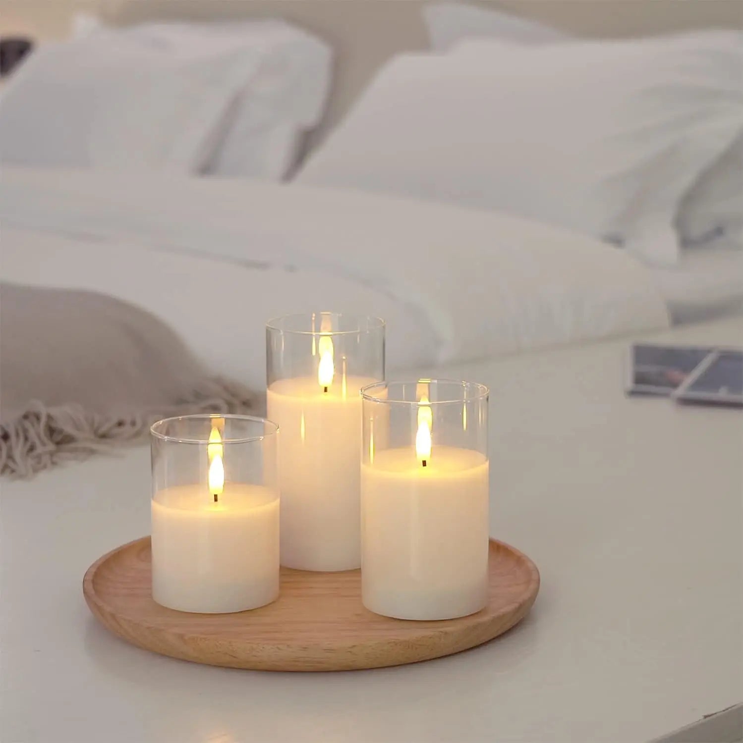 Bougies sans flamme 3D wick bougie LED électrique à piles avec télécommande pour fête hôtel mariage décoration d'anniversaire
