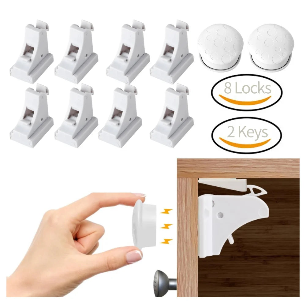 Serrure de sécurité magnétique pour bébé, porte d'armoire à tiroirs auto-adhésive, limiteur magnétique à Induction Invisible, serrure d'armoire de Protection pour bébé