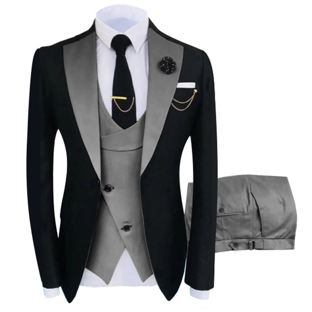 New Men's Suit Popular Luxury Clothing Party Stage Men's Suit Groomsmen Regular Fit Tuxedo 3 Piece Set Jacket + Pants + Vest