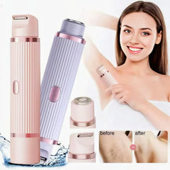 Electric shaver for women, waterproof shaver for wet and dry hair, 2-in-1 double head, double bikini trimmer, hair clipper, detachable head