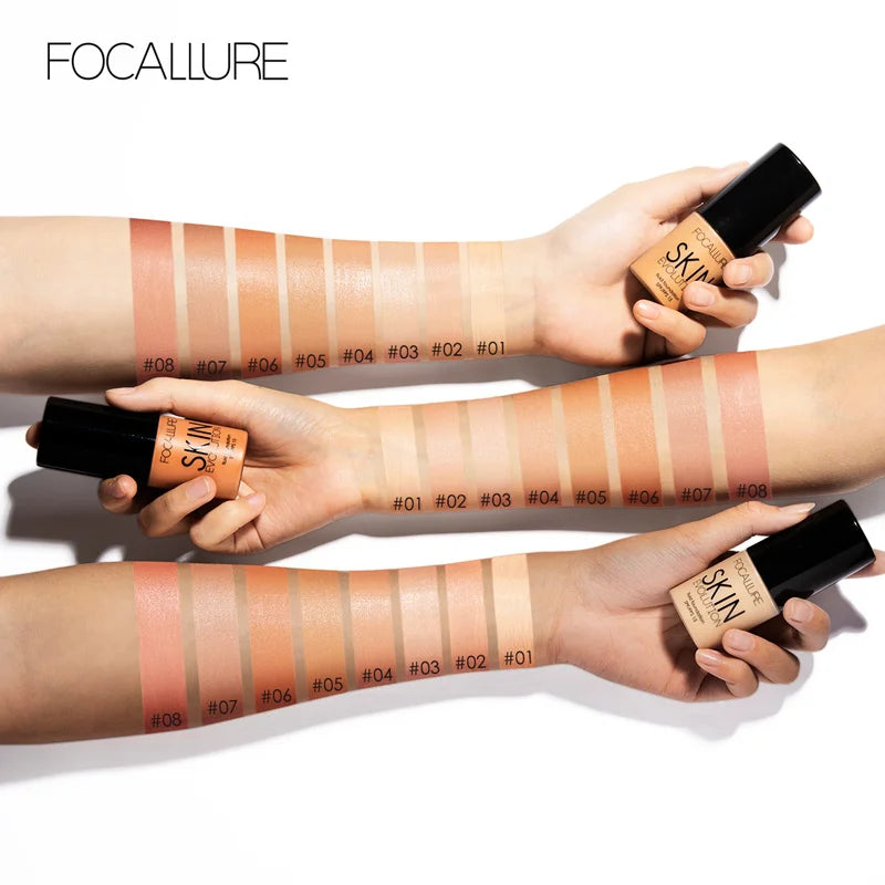 Focallure Base visage liquide fond de teint crème couverture complète correcteur contrôle de l'huile fond de teint hydratant crème maquillage pour les femmes