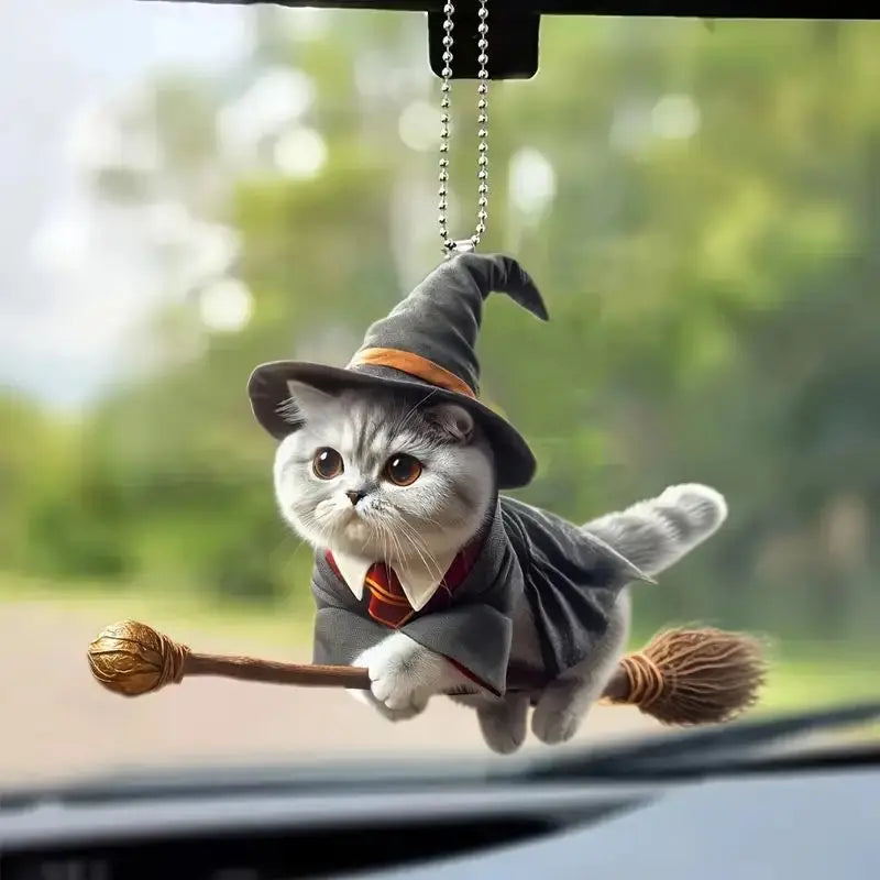 Modern Christmas decoration for home, car pendant, Christmas tree ornament, funny 2D acrylic cat ornament