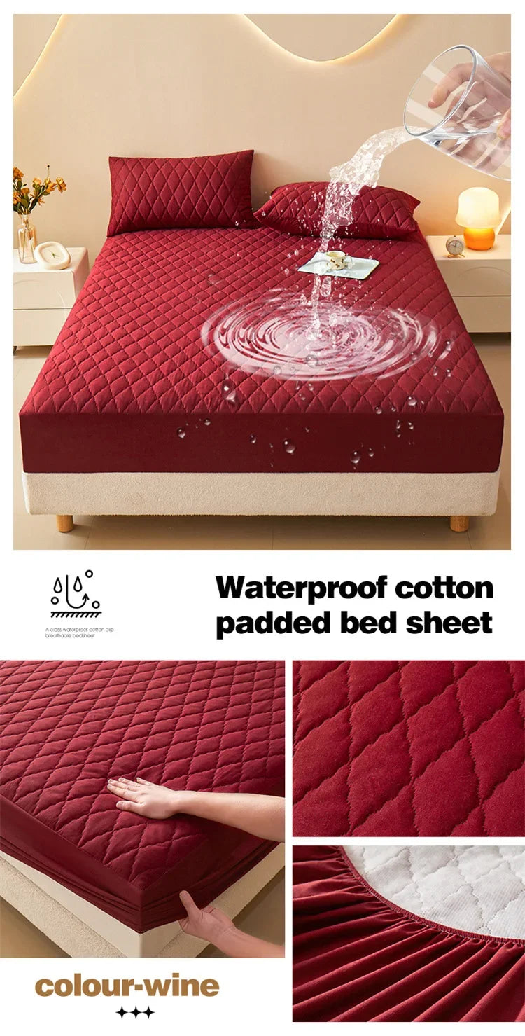 Housse de matelas 100% imperméable, drap-housse épais de couleur unie, simple/Queen/King, 135x200cm, 160x200cm, housse de lit souple