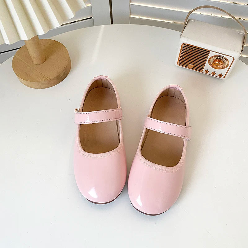 Chaussures de princesse pour enfants, couleur unie, Style concis, chaussures plates de loisirs pour enfants, en cuir verni souple et flexible, chaussures de printemps pour filles 27-36