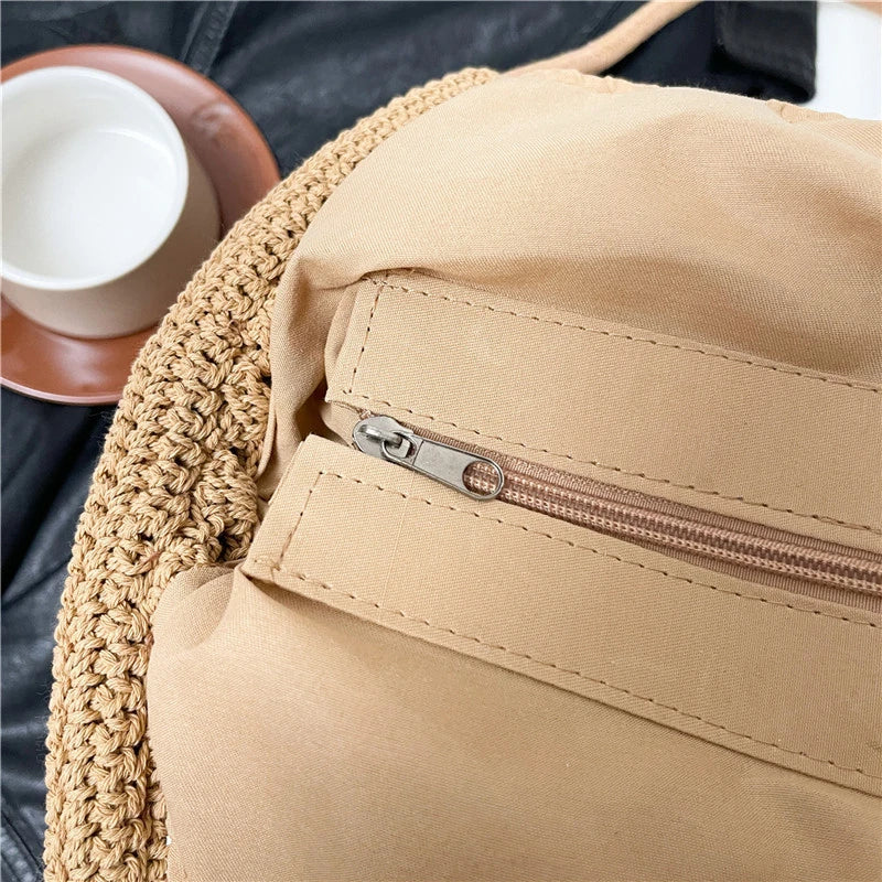 Sac à main tissé de grande capacité, sac à bandoulière ajouré, fourre-tout en Crochet, fourre-tout bohème tissé pour femmes, sacs de Shopping tricotés