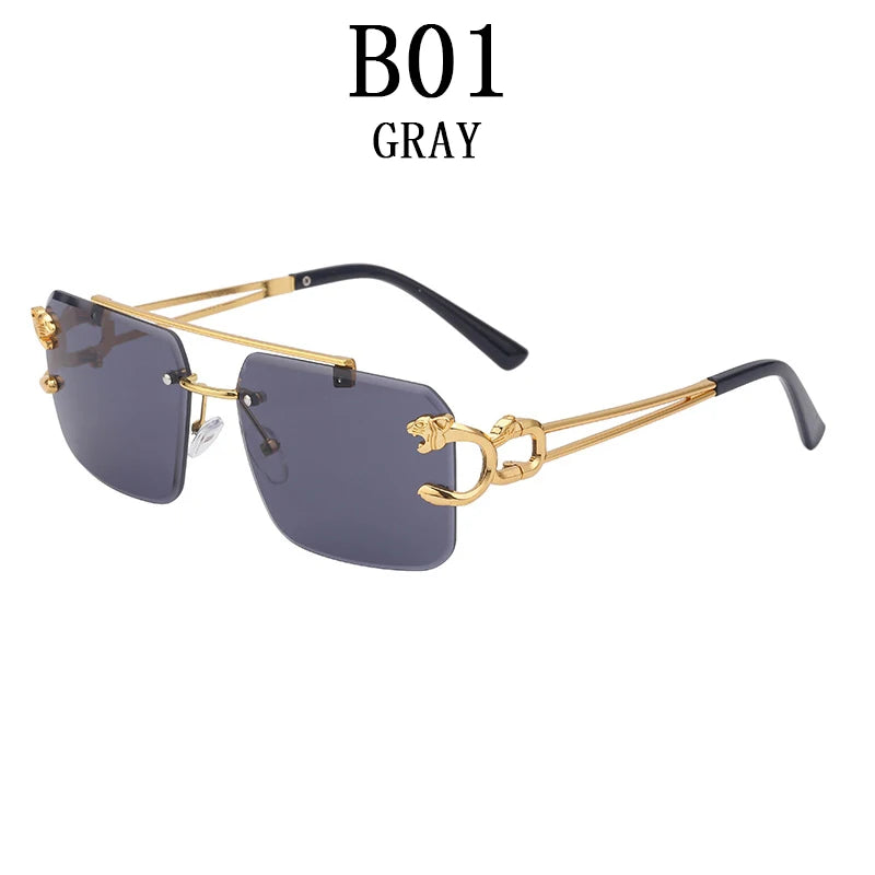 Frameless square wooden sunglasses for men and women, vintage, fashionable, luxury, retro, 2023