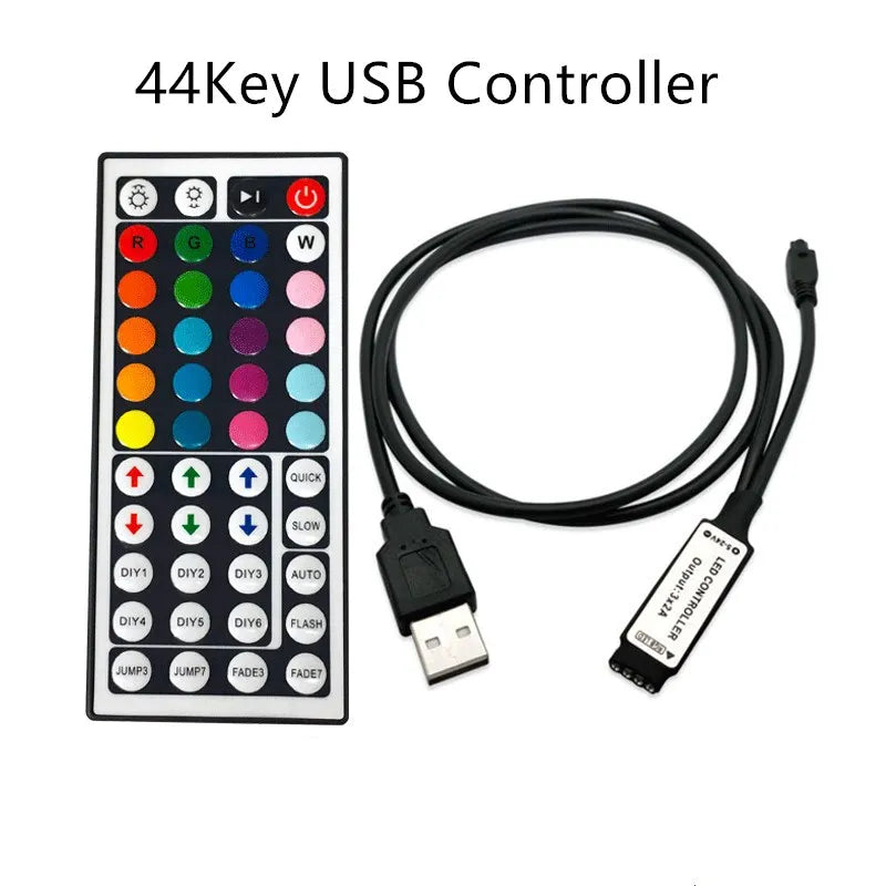 USB RGB LED Controller for 5V USB LED Strip Lights, Wireless IR RF Remote Control SMD 2835 5050 RGB LED Strip Controller