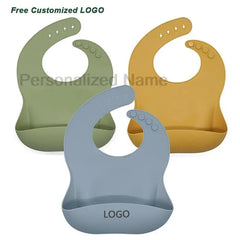 Bavoir en Silicone pour bébé et enfant en bas âge, imperméable, souple, avec poche de chargement, pour garçons et filles, Logo personnalisé gratuit