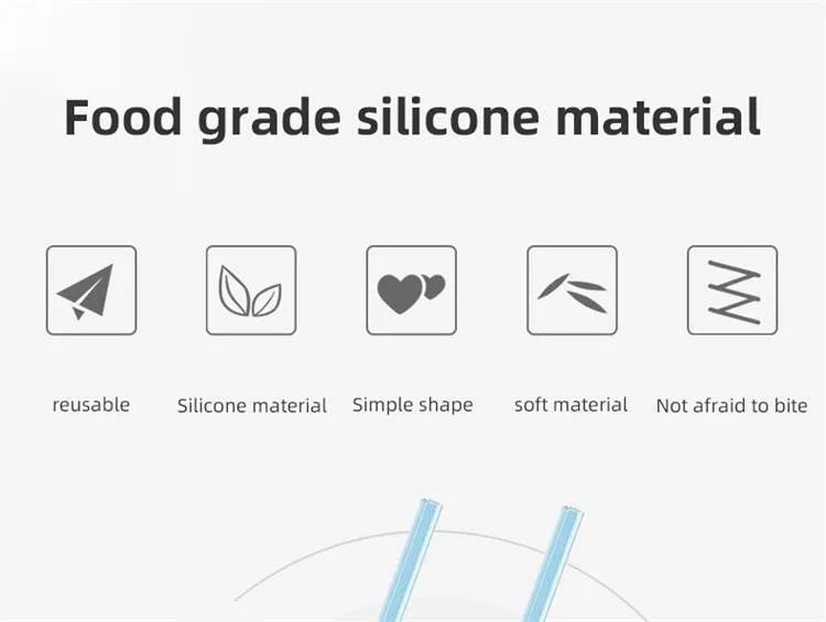 Pailles transparentes en Silicone, 6 pièces, réutilisables, de qualité alimentaire, pliables, droites, avec brosse de nettoyage, ensemble d'accessoires de fête