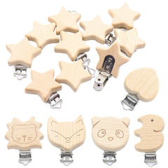 5 pièces/ensembles bébé sucette Clips sans BPA mignon modélisation hêtre attache-sucette bébé bricolage dessin animé Animal bois bûche mamelon chaîne support