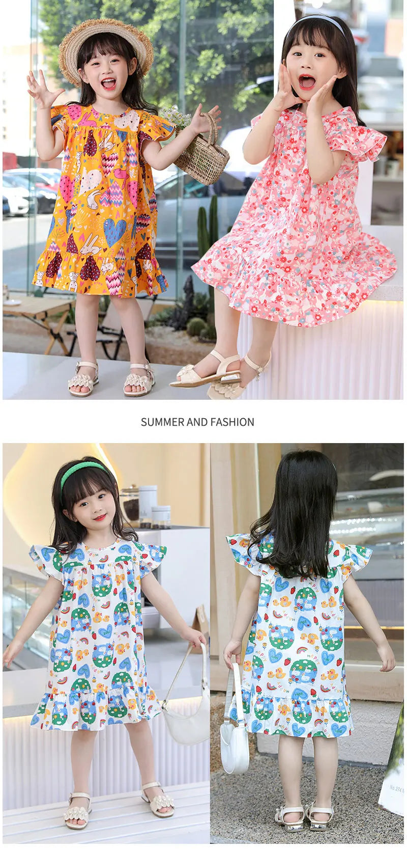 Robes d'été pour filles, 100 % coton, vêtements pour enfants, tenue de princesse de fête, à la mode, motif floral, robes de plage