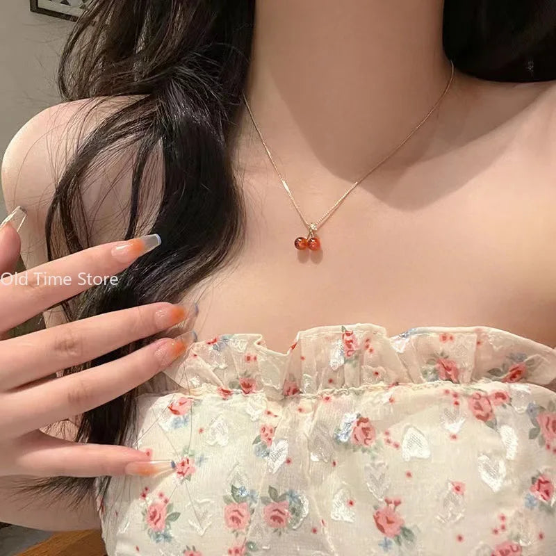 Collier de personnalité pour femme, bijoux de mariage, cadeaux d'anniversaire, vin rouge, aucun pendentif couleur or, ensemble de boucles d'oreilles, mode