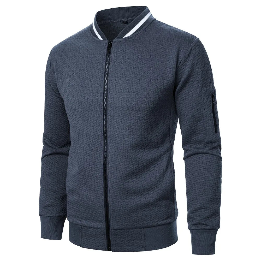 Veste de Baseball pour hommes, Streetwear, nouvelle mode d'automne, vestes décontractées de couleur unie pour hommes, manteau en tissu Jacquard pour hommes