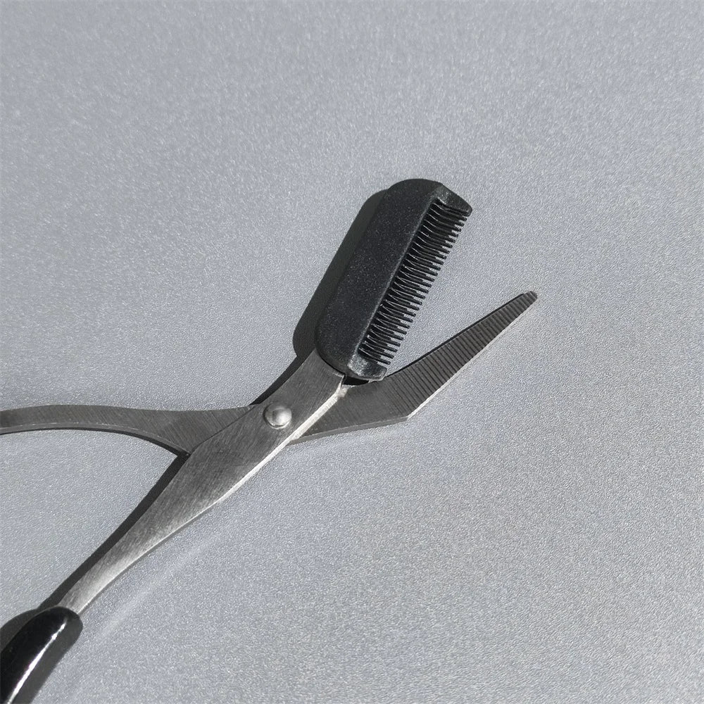 Eyebrow trimmer scissors with comb, for women and men, stainless steel safety scissors, facial shaver, makeup, beauty