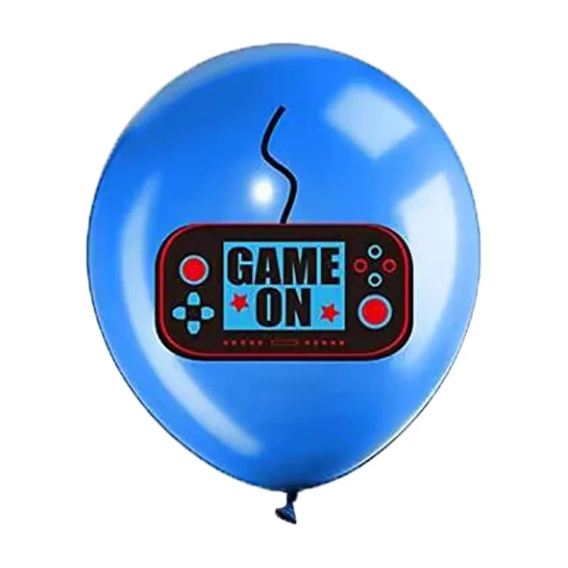 Video game themed latex balloons, level balloon for gamers, blue game controller, birthday party, children's party favors, Happy Boys