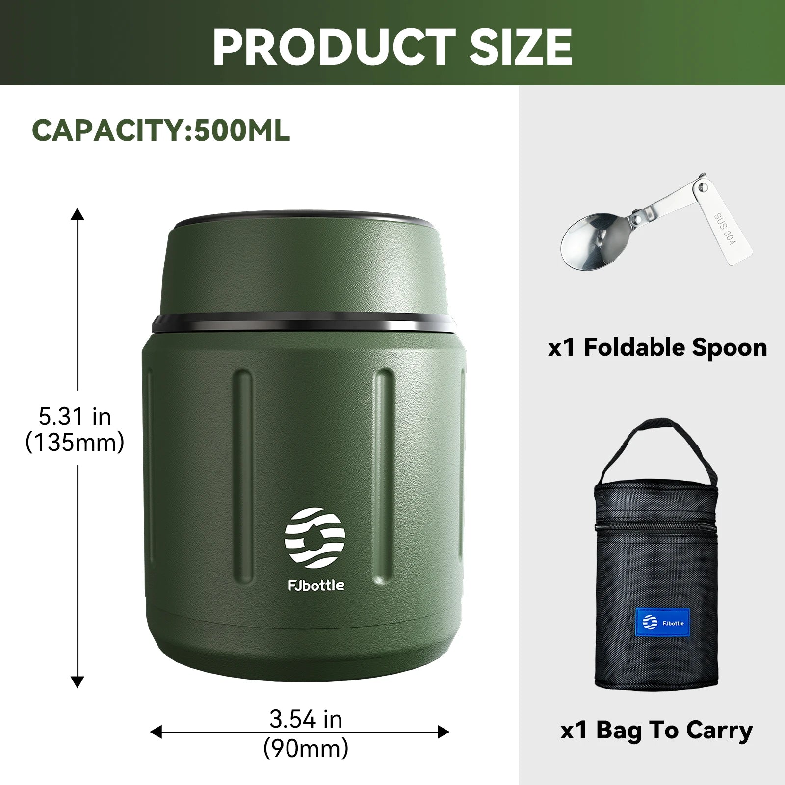 FEIJIAN 500 ml Thermos alimentaire, pot alimentaire isolé sous vide en acier inoxydable 316 avec cuillère boîte à déjeuner pour enfants
