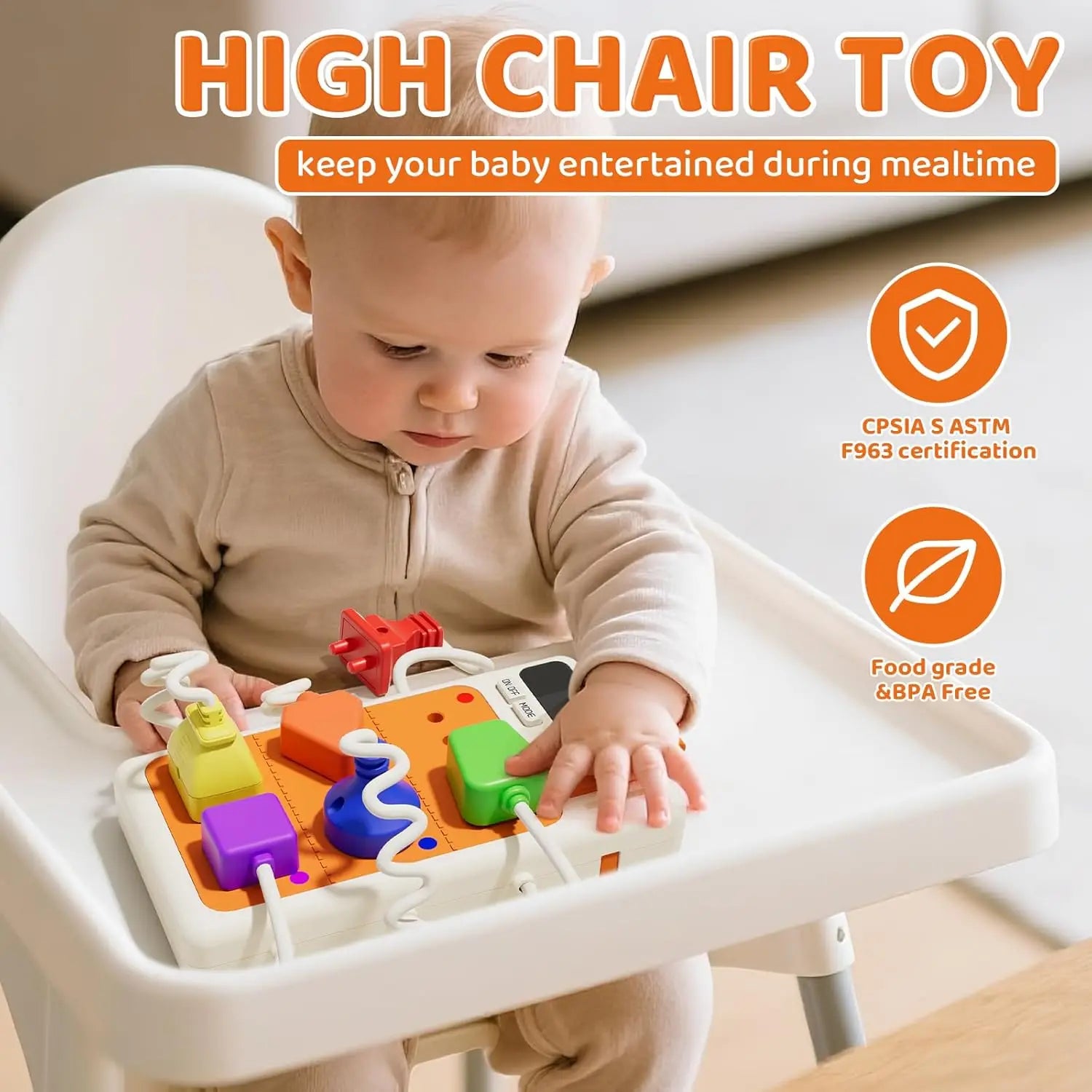 Montessori early educational toys, sensory power outlet for toddlers, busy board with light and sounds, airplane, car, travel toys, gift