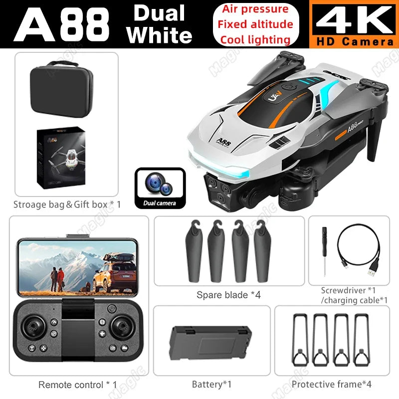 Mini importateur A88 avec caméra pour touristes 8K, haute définition, photographie aérienne professionnelle, GPS, évitement d'obstacles, quadrirotor, importateur de sécurité RC