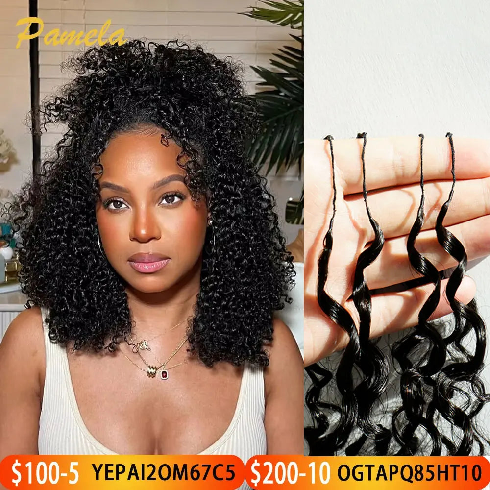 Crochet cheveux humains sans noeud pré-séparés Extensions de cheveux au Crochet Extensions de cheveux de plumes crépus birmans bouclés 100% cheveux humains