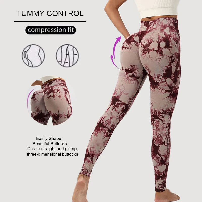 WAREBALL nouveau cravate colorant pantalons de Yoga Leggings de gymnastique femmes sans couture taille haute Push Up Sport collants Fitness entraînement Leggins