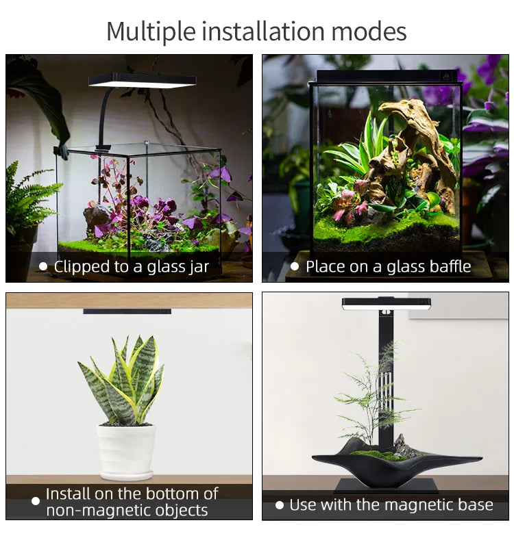 WEcavium-Mini LED Aquarium Lamp, 9 Pro USB CharacterAquarium Light, Plant Grow, Full Spectrum, Guinogy Microlandscape Lamp