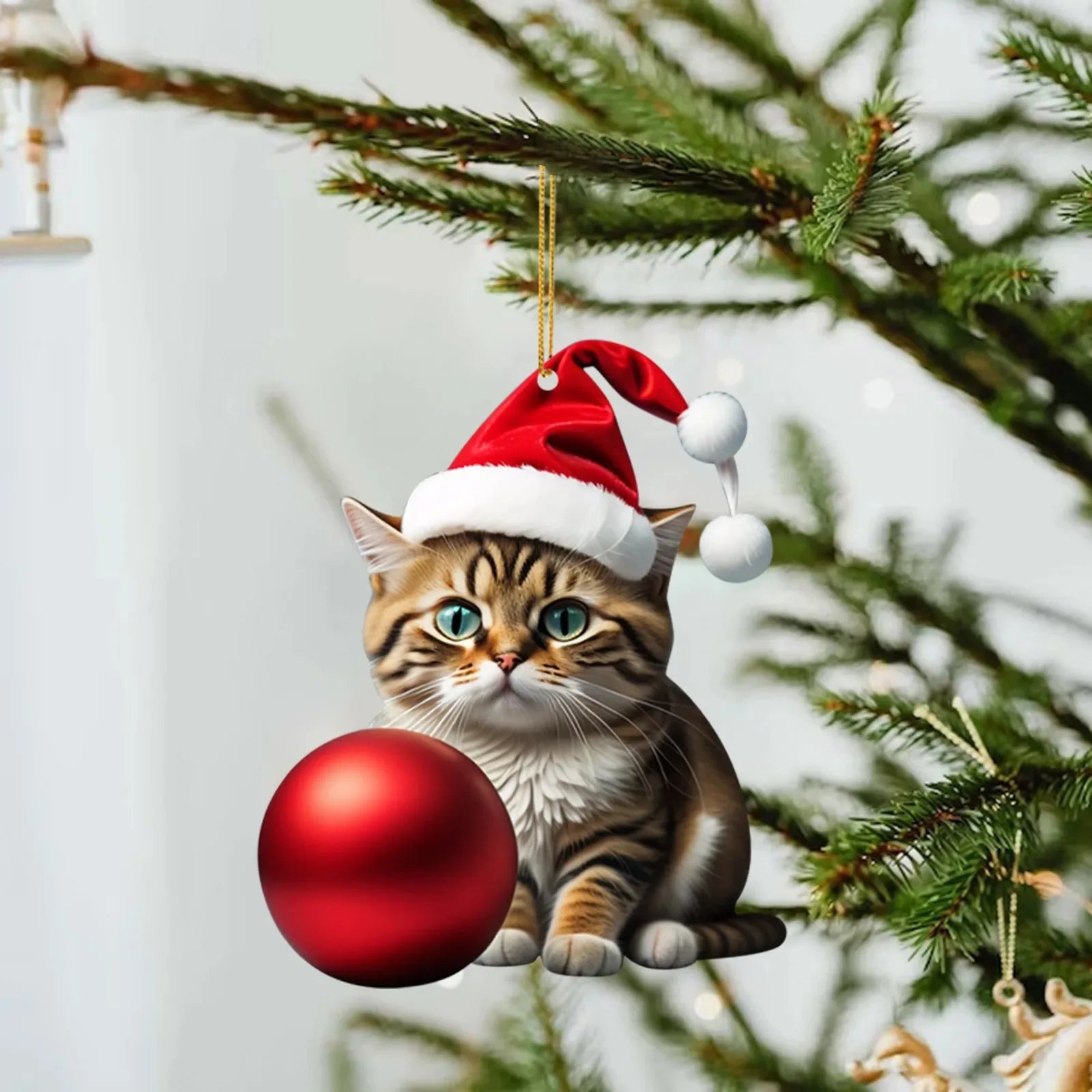 Modern Christmas decoration for home, car pendant, Christmas tree ornament, funny 2D acrylic cat ornament