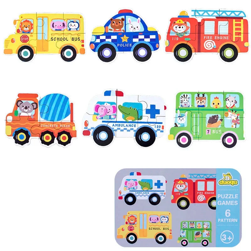 Puzzle en bois pour bébé jouets Montessori dos boîte en fer pour enfants de 2 3 et 4 ans