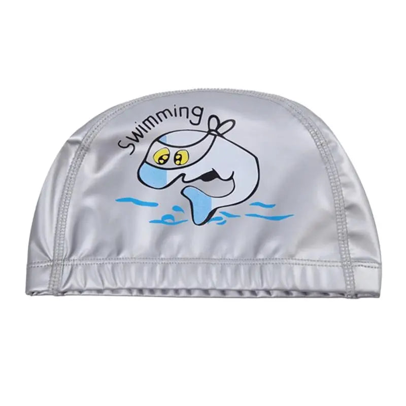 Bonnet de bain imperméable en tissu PU pour enfants, mignon, Animal de dessin animé, dauphin, protège les oreilles, cheveux longs, pour garçons et filles