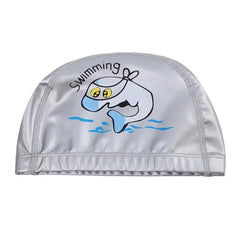 Bonnet de bain imperméable en tissu PU pour enfants, mignon, Animal de dessin animé, dauphin, protège les oreilles, cheveux longs, pour garçons et filles