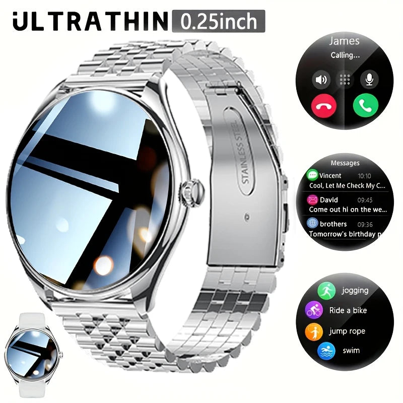 Montre connectée Utral mince pour femmes, écran AMOLED HD de 1.43 pouces, appel Bluetooth, traceur multi-sport, lecteur de musique, chargement USB, nouveauté 2025