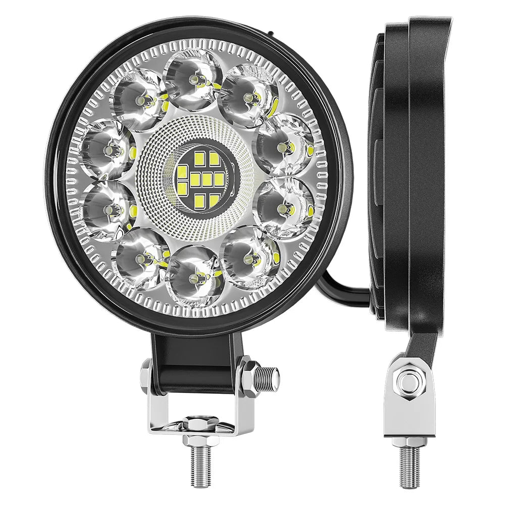 Lampe de travail LED ronde pour voiture, modèle privé, budgétaire 21LED, lumière auxiliaire, lumière de modification de véhicule tout-terrain, 3 po