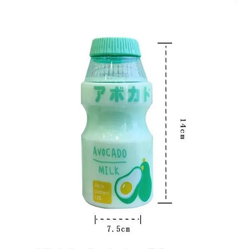 Bouteille d'eau en plastique de 480ml, bouteille de boisson en forme de Yakult, mignonne bouteille Shaker en Carton de lait Kawaii pour enfants/filles/adultes en verre