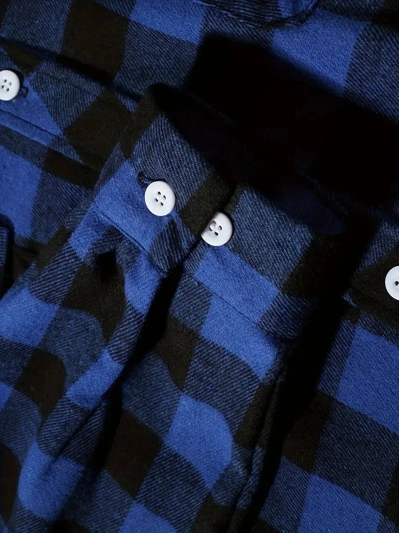 Chemises pour hommes simple boutonnage classique Plaid intelligent décontracté chemise en flanelle à manches longues poitrine deux poches conception printemps automne hommes hauts
