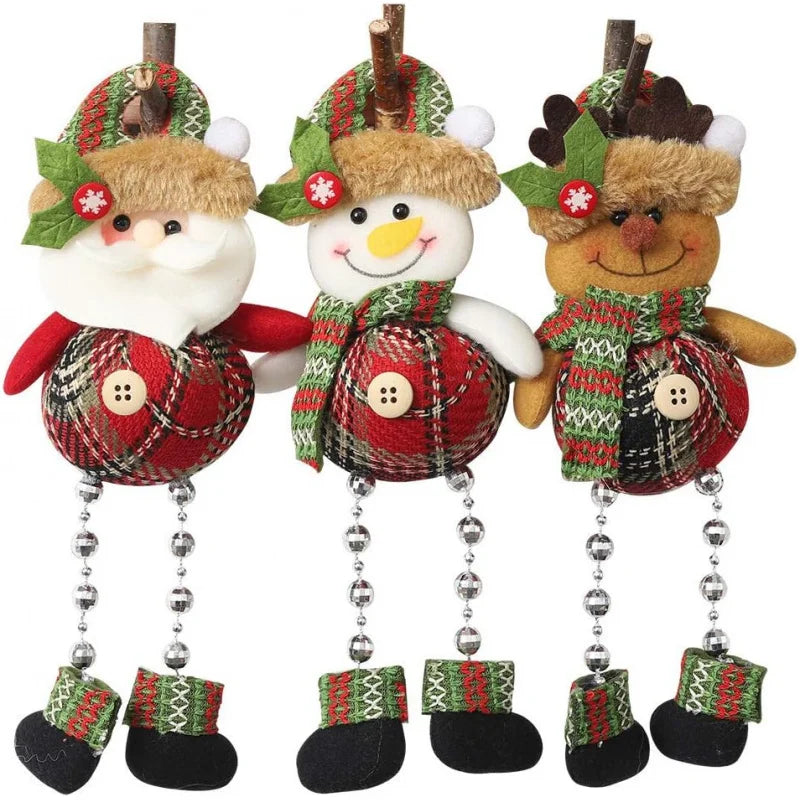 Christmas tree decorations, plush hanging ornaments for holiday parties, Santa Claus, snowman, reindeer, Christmas home decorations