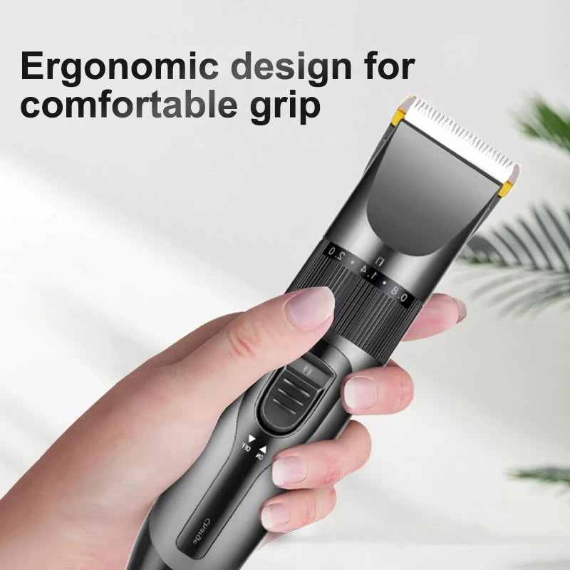 Professional electric hair clipper for men, ceramic blade, low noise home trimmer, USB charger, men's hair cutting tools
