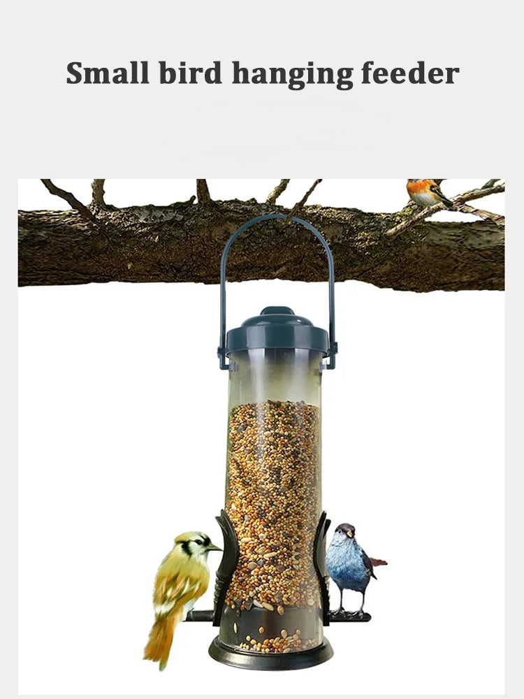 Pet bird feeder, outdoor hanging food dispenser, multiple holes, small bird feeder, automatic foot feeder, bird supplies
