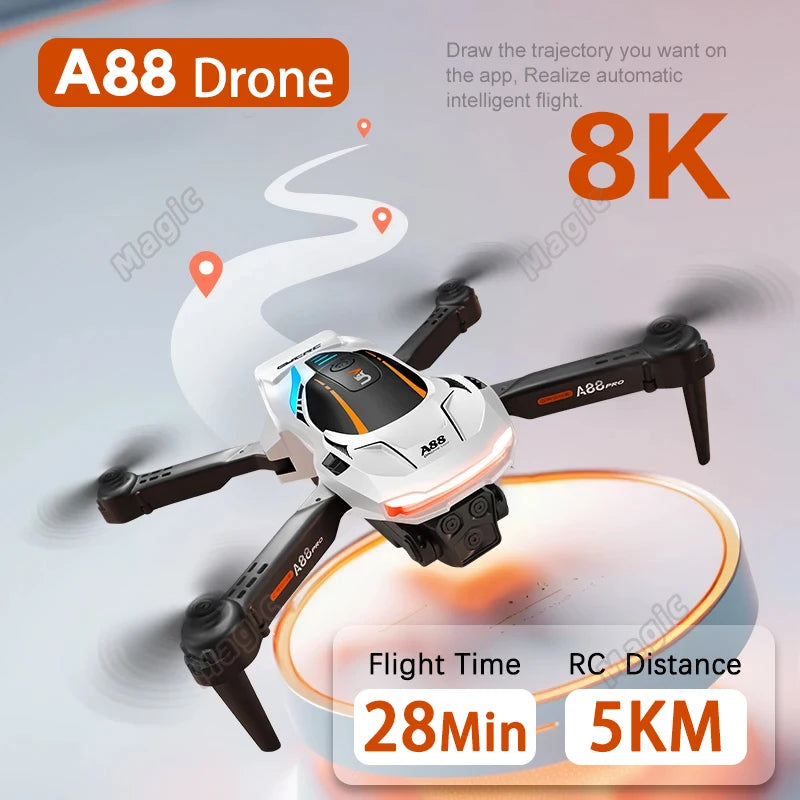 Mini importateur A88 avec caméra pour touristes 8K, haute définition, photographie aérienne professionnelle, GPS, évitement d'obstacles, quadrirotor, importateur de sécurité RC