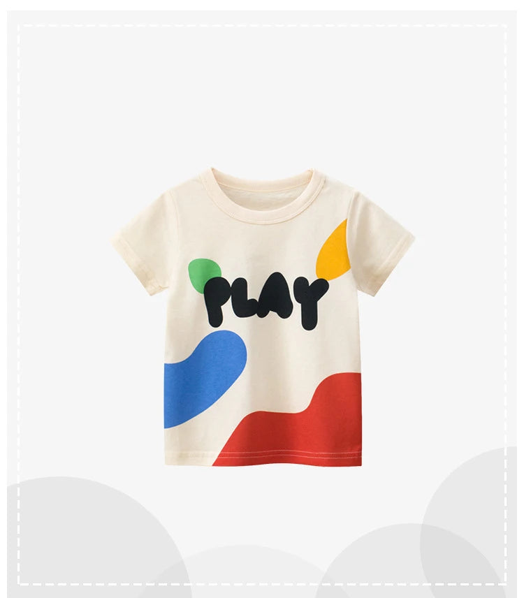 Vêtements d'été en coton pour bébés garçons et filles, t-shirt à manches courtes imprimé graffiti, haut pour enfants, tenue pour bébé, 2-8T