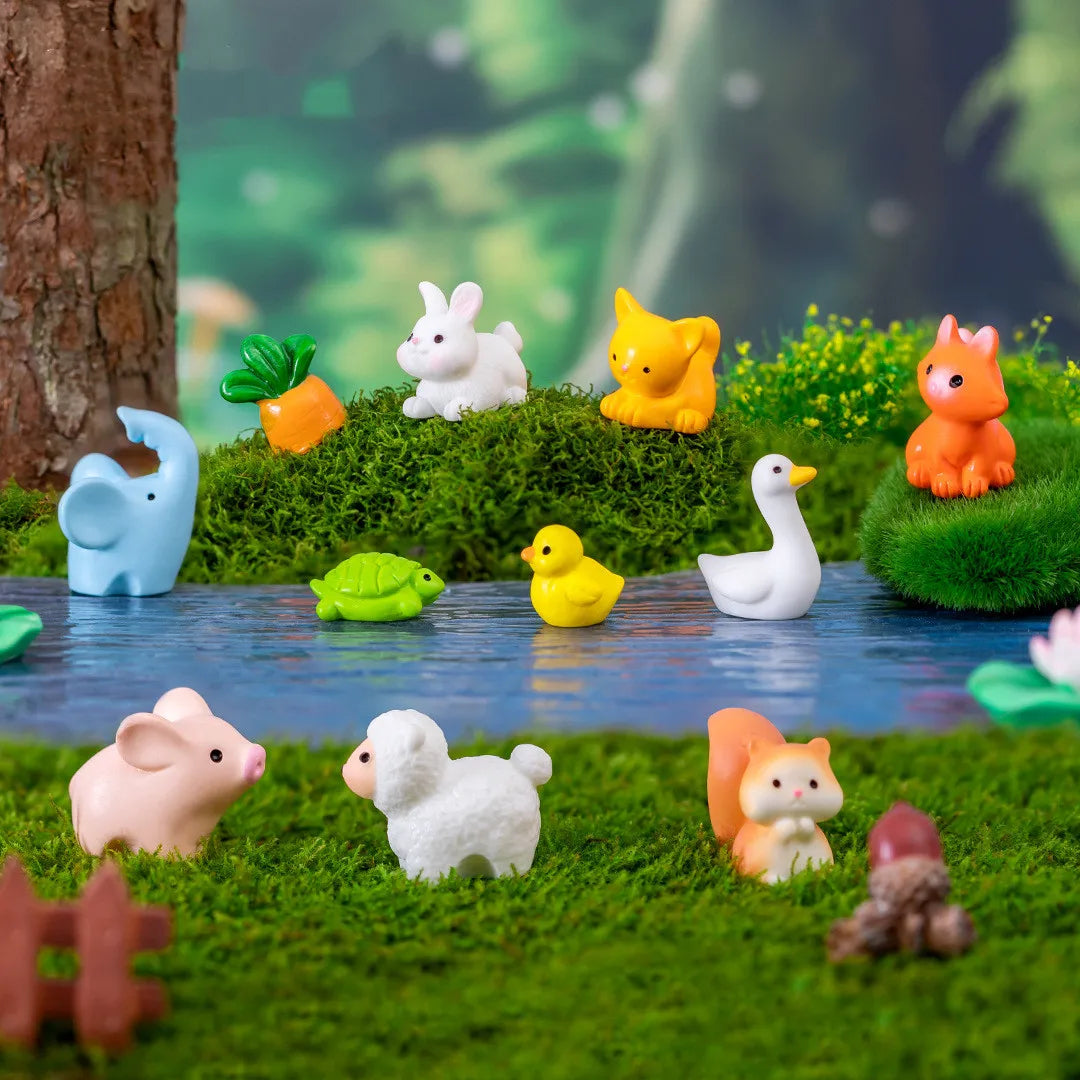 17 sortes d'animaux mignons, Figurines décoratives, Micro Zoo, accessoires miniatures, Mini canards, maison de poupée, décoration de jardin féerique