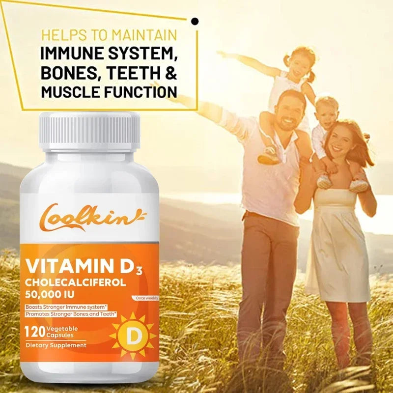 Vitamine D3 haute puissance 50 000 UI - 120 capsules végétariennes - Supplément de vitamine D sans gluten sans OGM