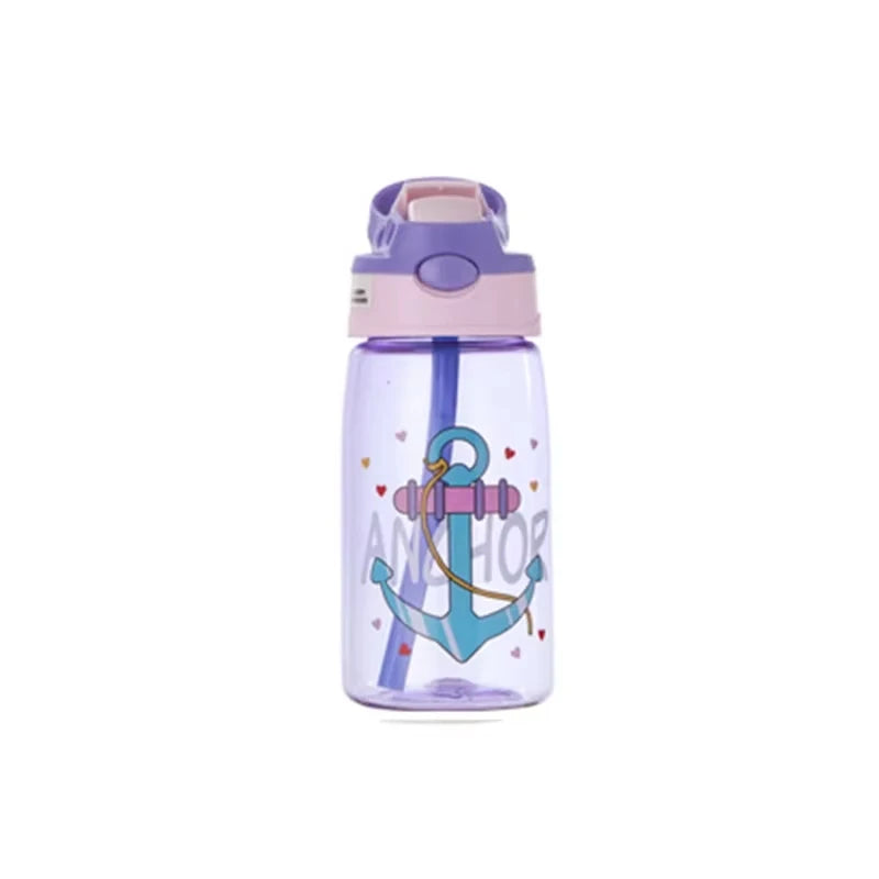 Bouteilles d'eau pour enfants de 480Ml, gobelets d'alimentation créatifs de dessin animé avec pailles et couvercles, anti-déversement, portables pour tout-petits