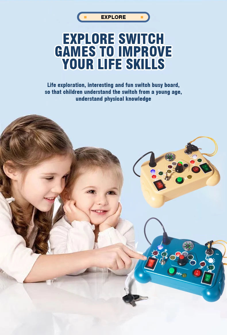 Planche occupée, interrupteur de lumières Led, jouets sensoriels Montessori, Puzzle électrique Portable, jouet éducatif précoce, cadeau pour enfants en bas âge