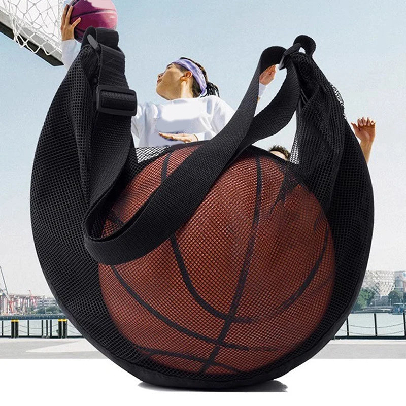 Sac à balle unique avec poche à fermeture éclair, 1 pièce, sac de rangement de balle en maille, équipement de Sport, filet de rangement à cordon de serrage, transport de basket-ball