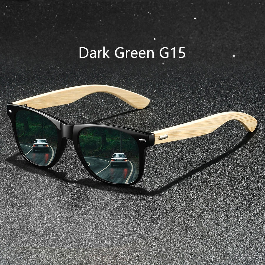 4 pièces mode carré unisexe bambou bois Vintage lunettes de soleil pour hommes femmes conduite pêche marque concepteur lunettes de soleil homme UV400