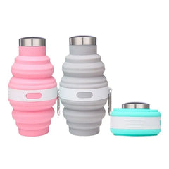 Bouteilles d'eau pliables réutilisables de 475ml, tasses de randonnée rétractables en Silicone portables avec mousqueton, tasses de boisson pliantes pour café