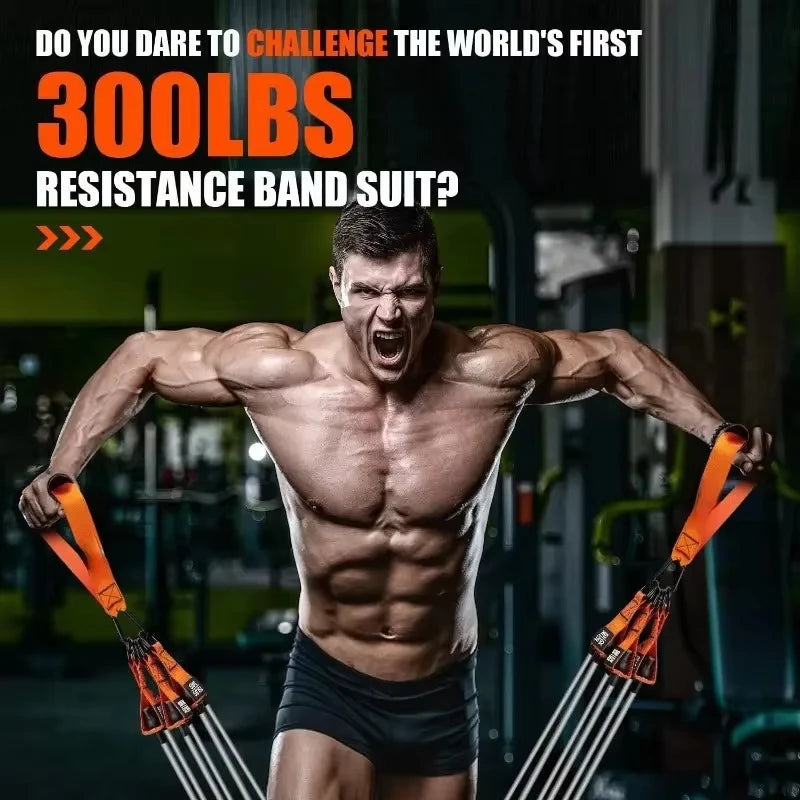 Ensemble de bandes de résistance pour exercices de Fitness, 300lb, Tubes élastiques, corde de traction, équipement d'entraînement pour le poids de la gymnastique à domicile