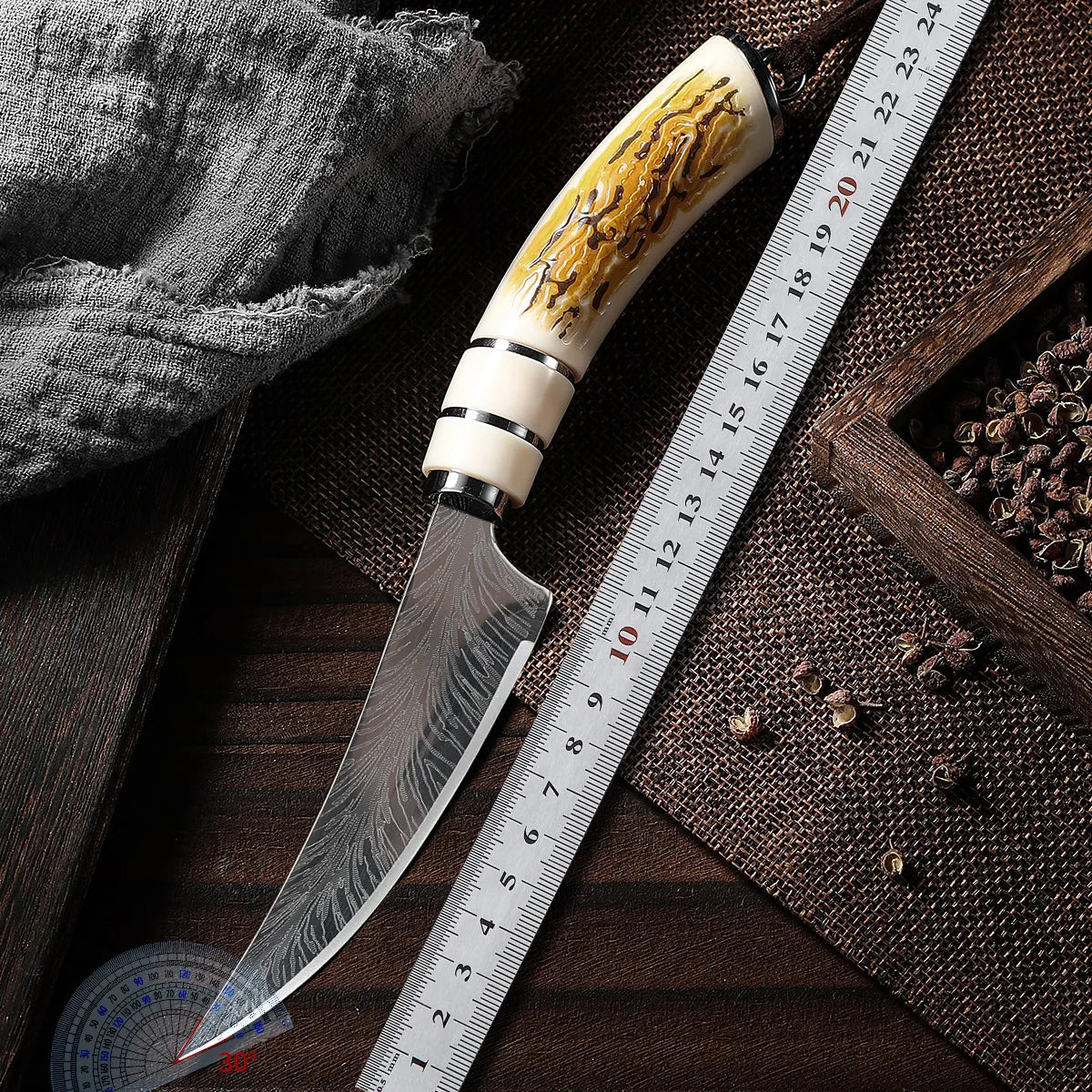 Couteau utilitaire de cuisine en acier inoxydable, avec manche en bois, couteau à Steak, désosage, couteau à viande, couteau à fruits avec couvercle cadeau ﻿