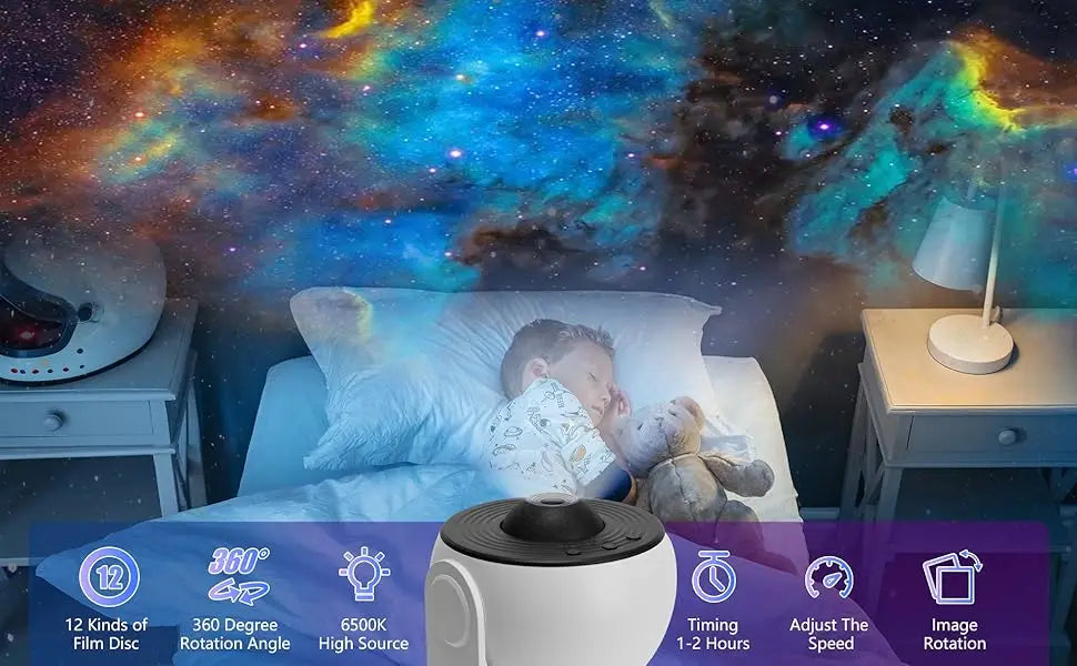 Chambre galaxie projecteur veilleuse HD Image étoile projecteur 13 disques de Film enfants planétarium projecteur 360 °   Lumière de galaxie rotative