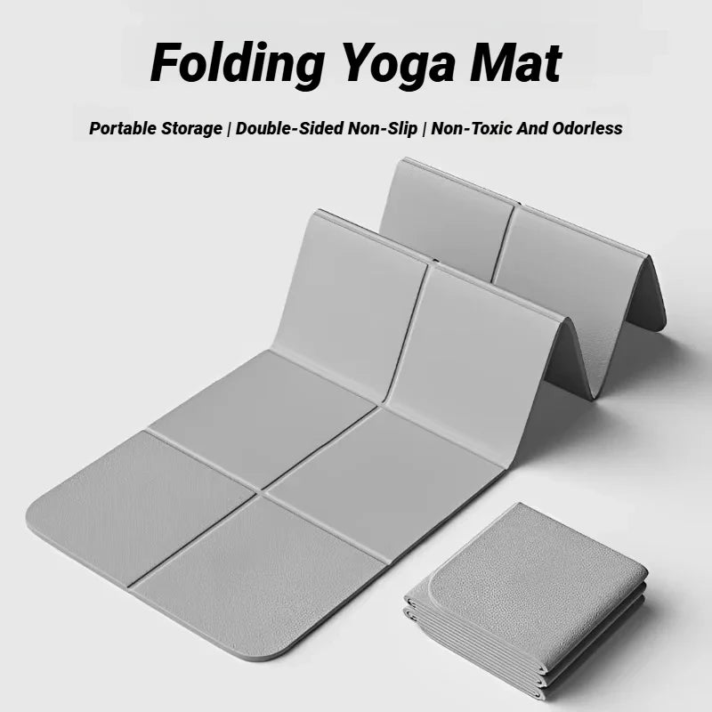 Tapis de yoga pliable en TPE : tapis de fitness de voyage pliable et antidérapant double face respectueux de l'environnement pour le yoga, le pilates et les entraînements au sol